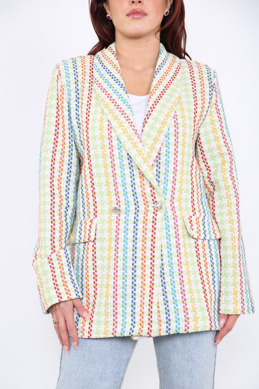 Ladies Colourful Tweed Blazer Lime