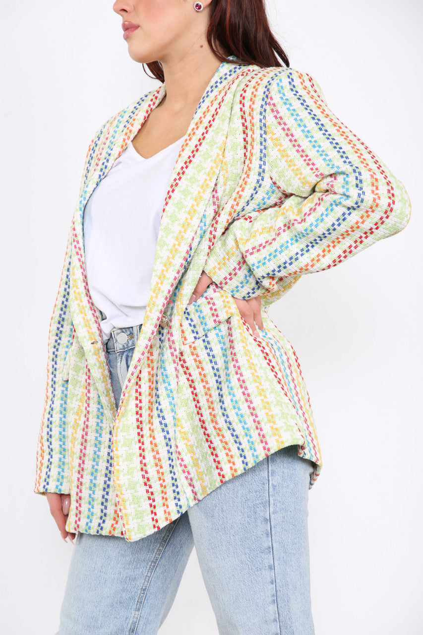 Ladies Colourful Tweed Blazer Lime