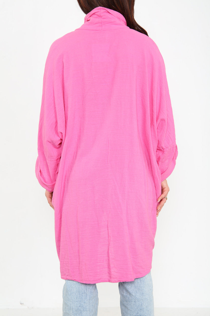 Ladies Draped Wrap Style Cardigan Top Cerise