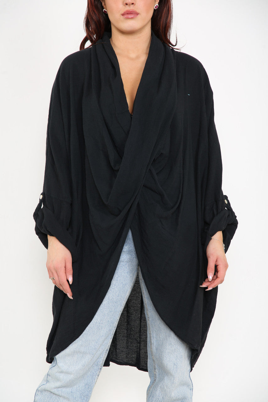 Dames Gedrapeerd Vest Top Zwart
