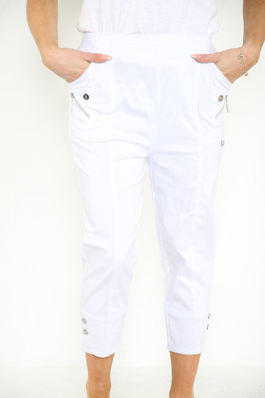 WITTE CAPRI BROEK CHERRY BERRY MET STRETCH