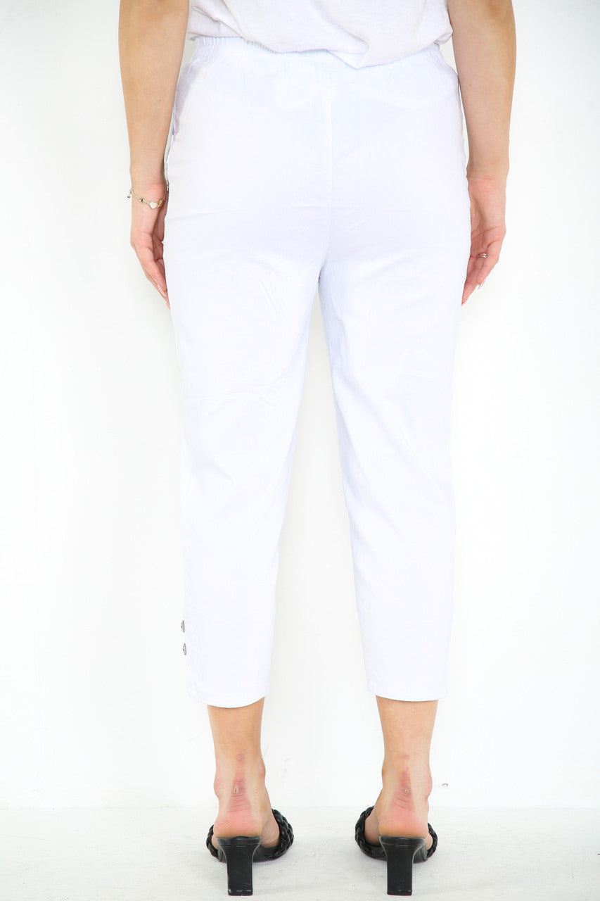 WITTE CAPRI BROEK CHERRY BERRY MET STRETCH