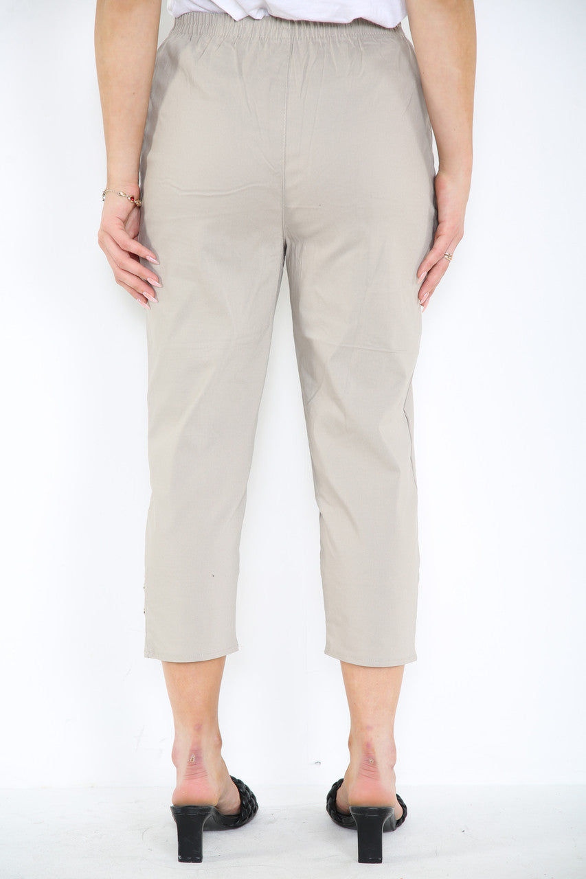 CAPRI CROPPED STRETCH CHERRY BERRY BROEK STONE