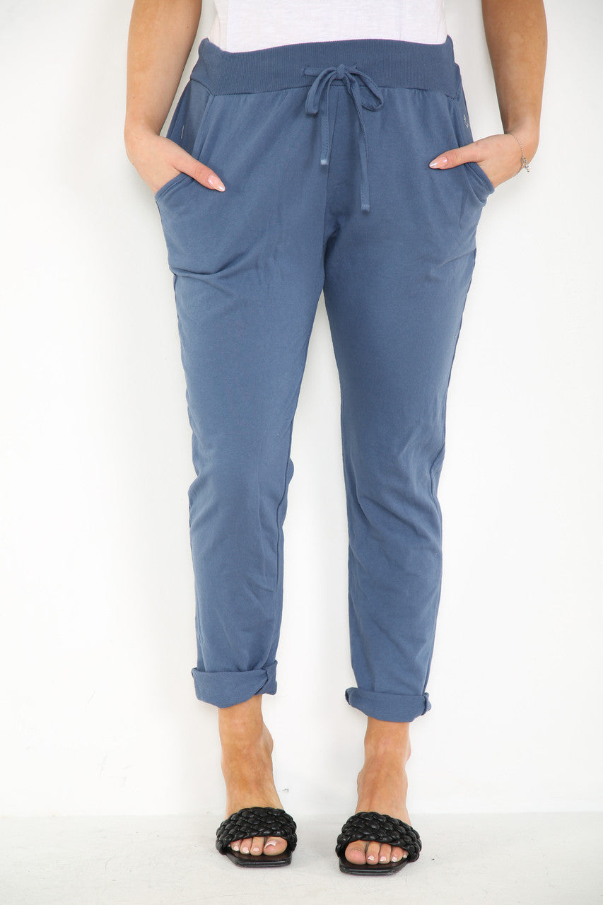 PLAIN JOGGING PANTS DENIM