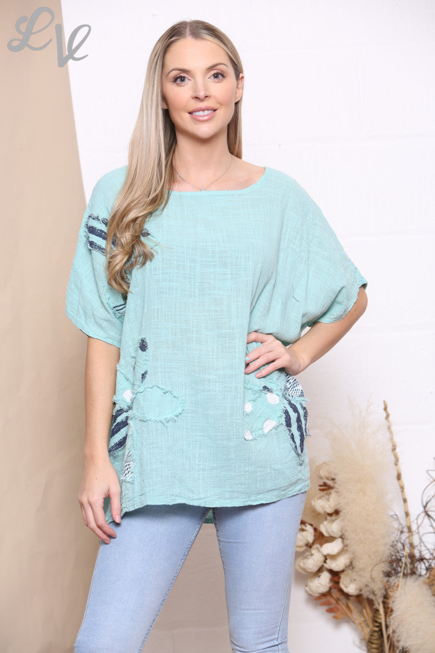 Ladies Floral Patchwork Top Tiffany