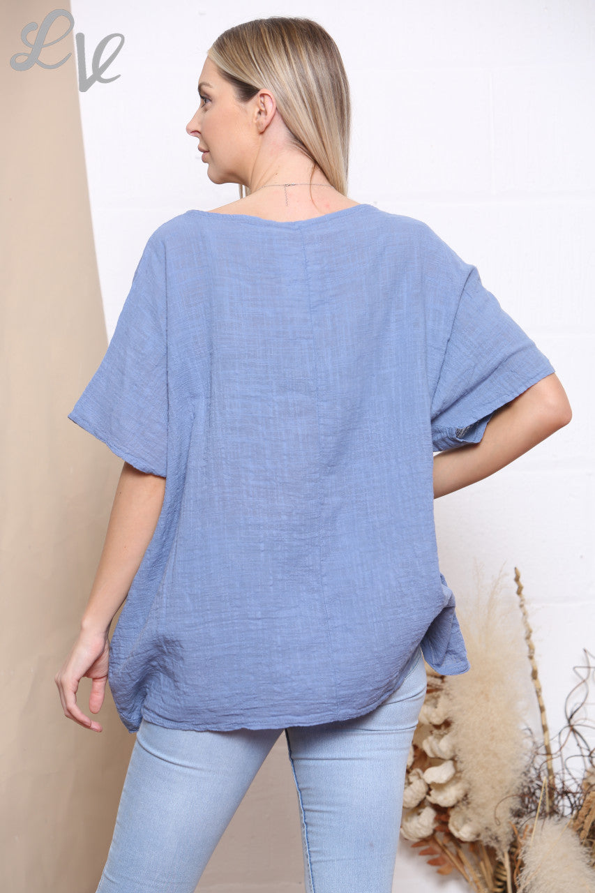Dames Bloemen Patchwork Top Denim