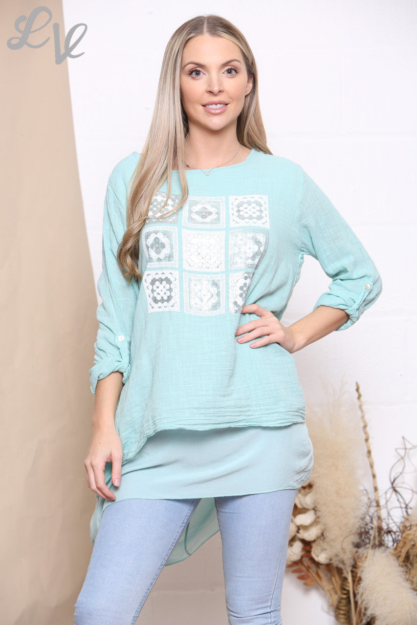 Ladies Mosaic Print Top Tiffany