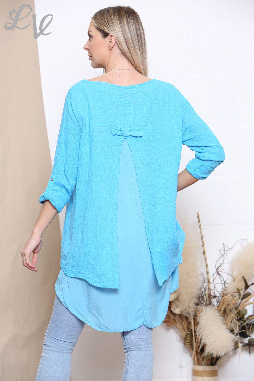 Ladies Mosaic Print Top Turquoise