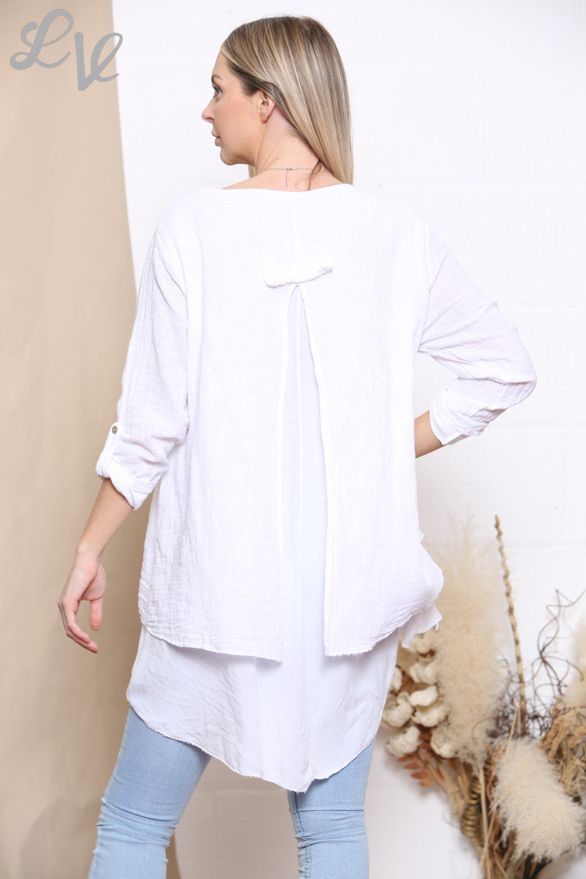 Ladies Mosaic Print Top White