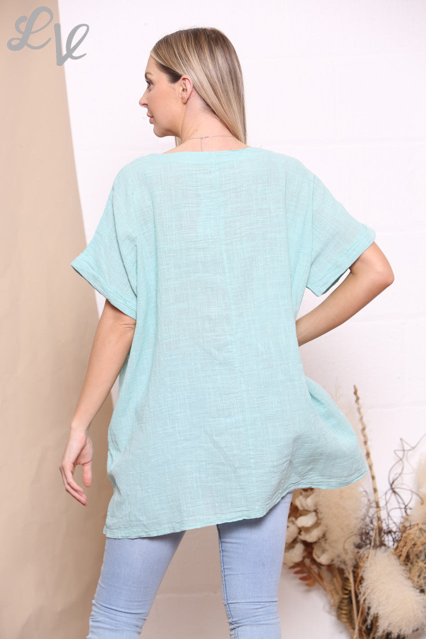 Dames Patchwork Bloemen Zoom Top Tiffany