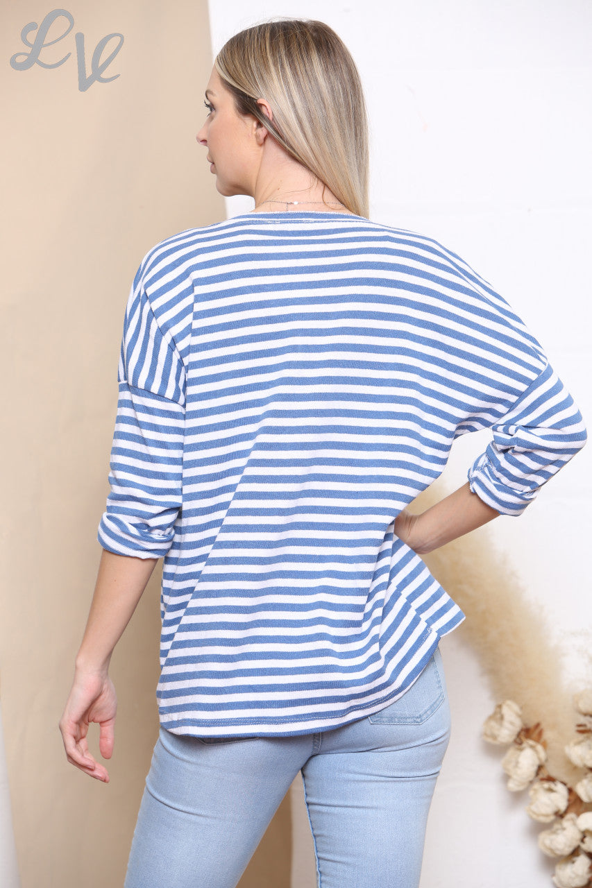 Dames Gestreept Topje Met Folieprint Love En Jeans