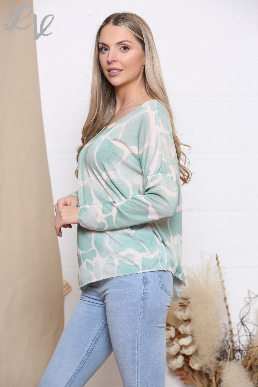 Dames Giraffe Print Fijngebreide Trui Top Tiffany
