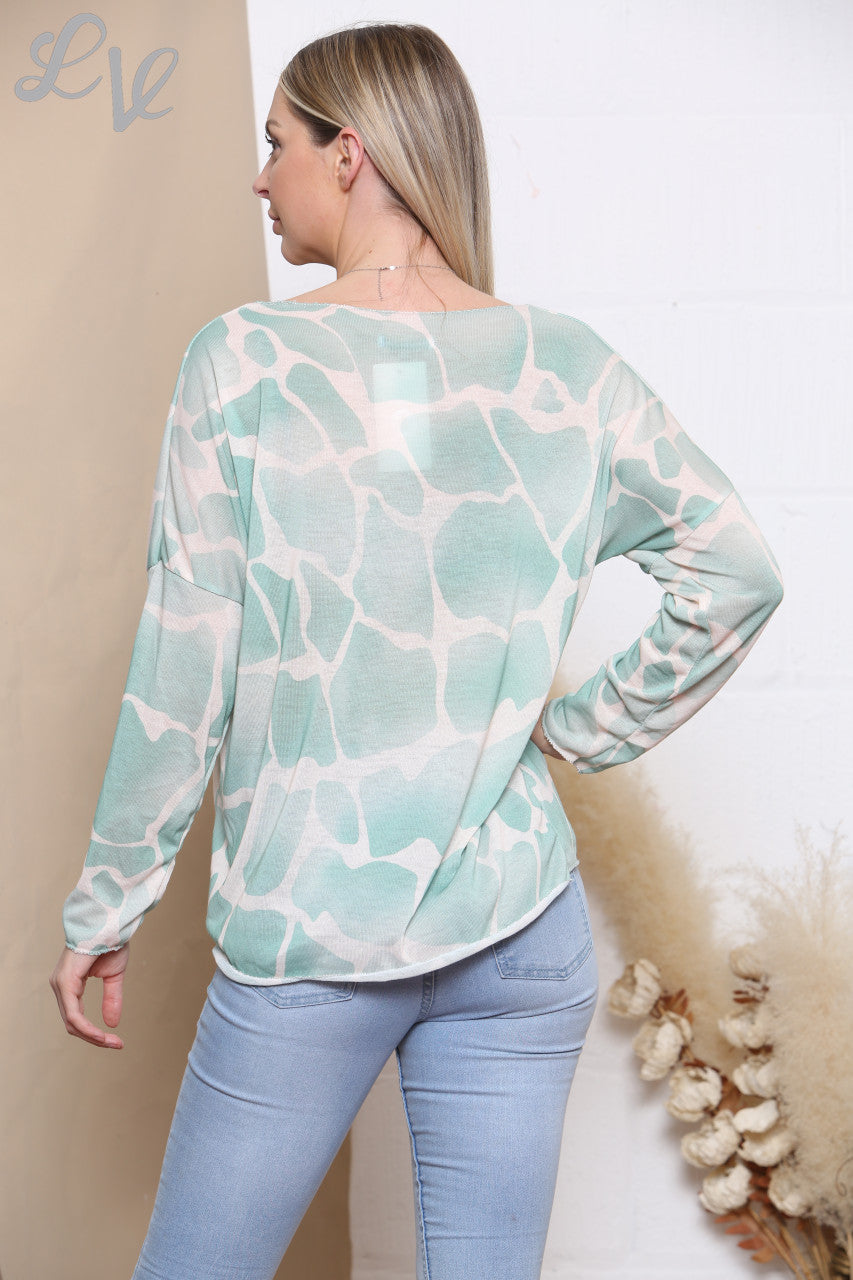 Dames Giraffe Print Fijngebreide Trui Top Tiffany