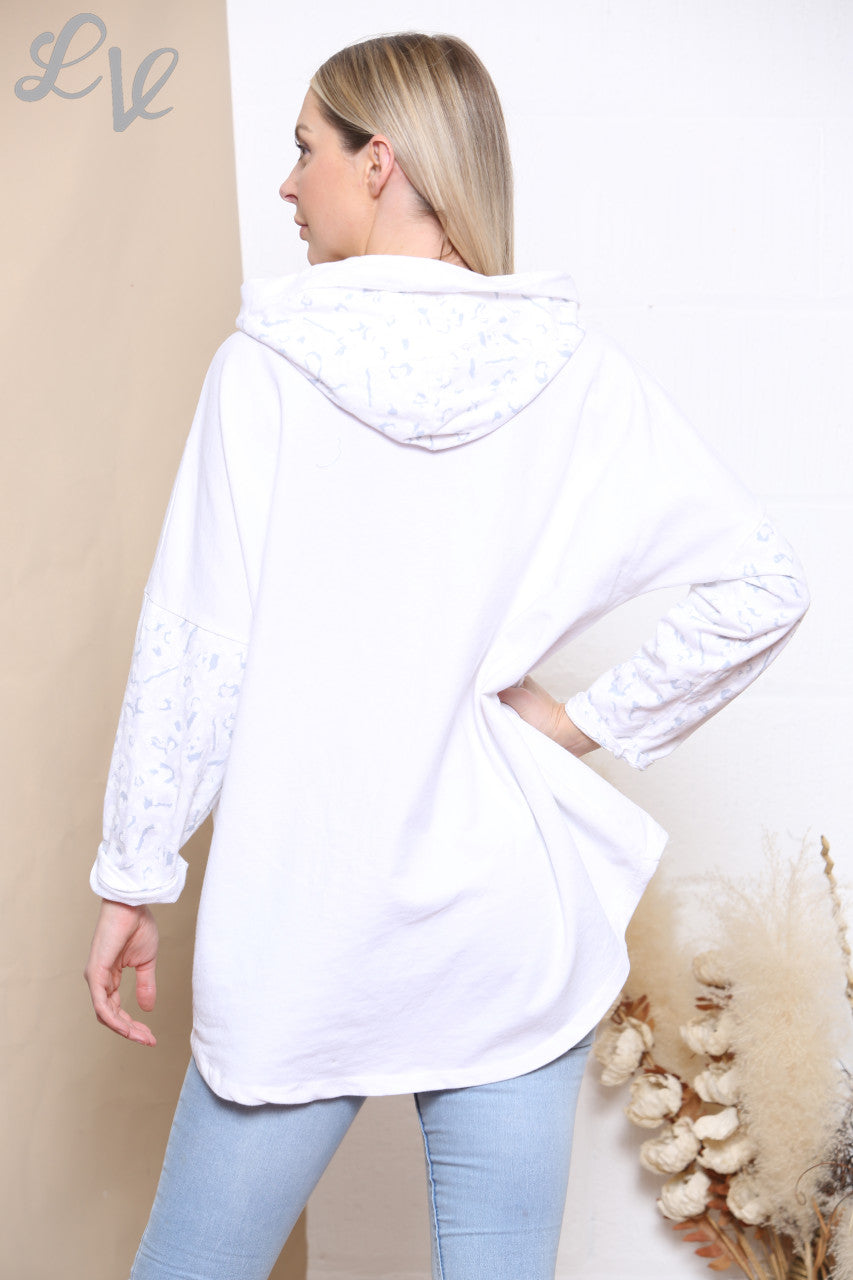 Dames Love Capuchon Sweatshirt Top Wit