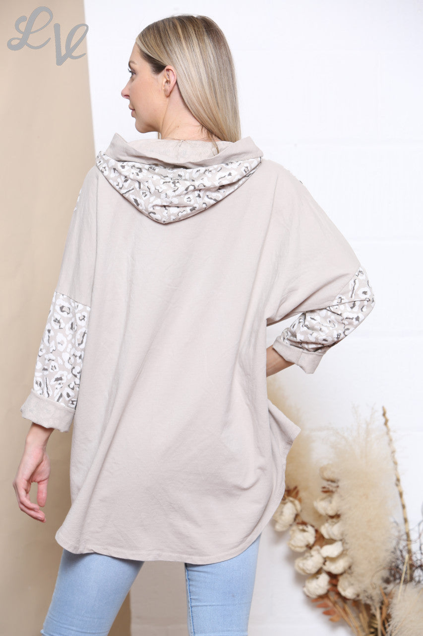 Ladies Love Hooded Sweatshirt Top Stone