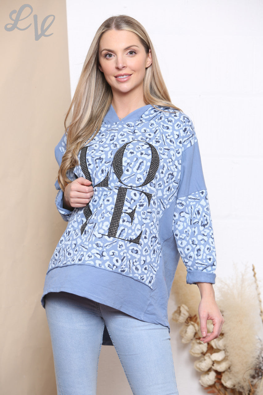 Dames Capuchon Sweater Top Denim
