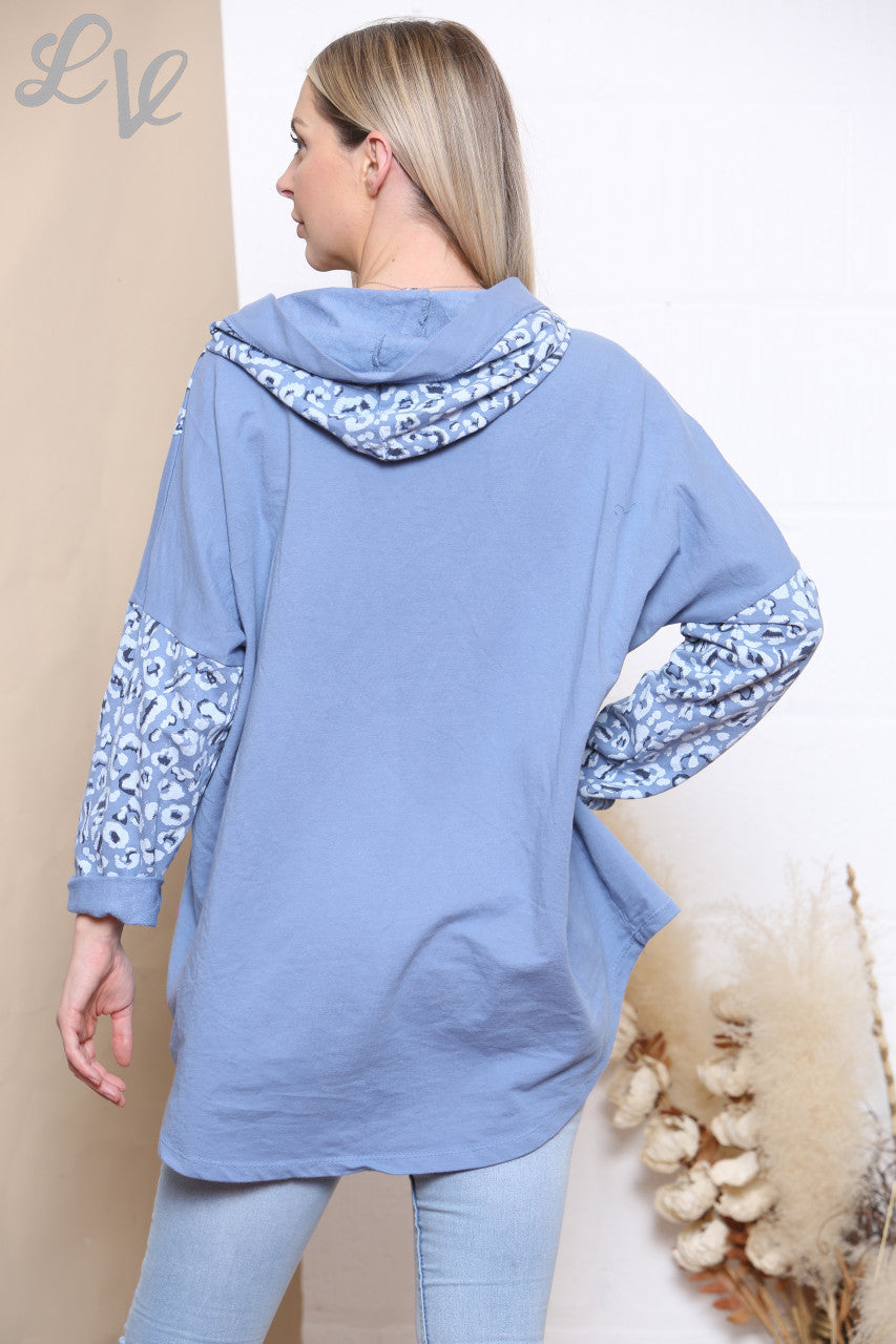 Dames Capuchon Sweater Top Denim