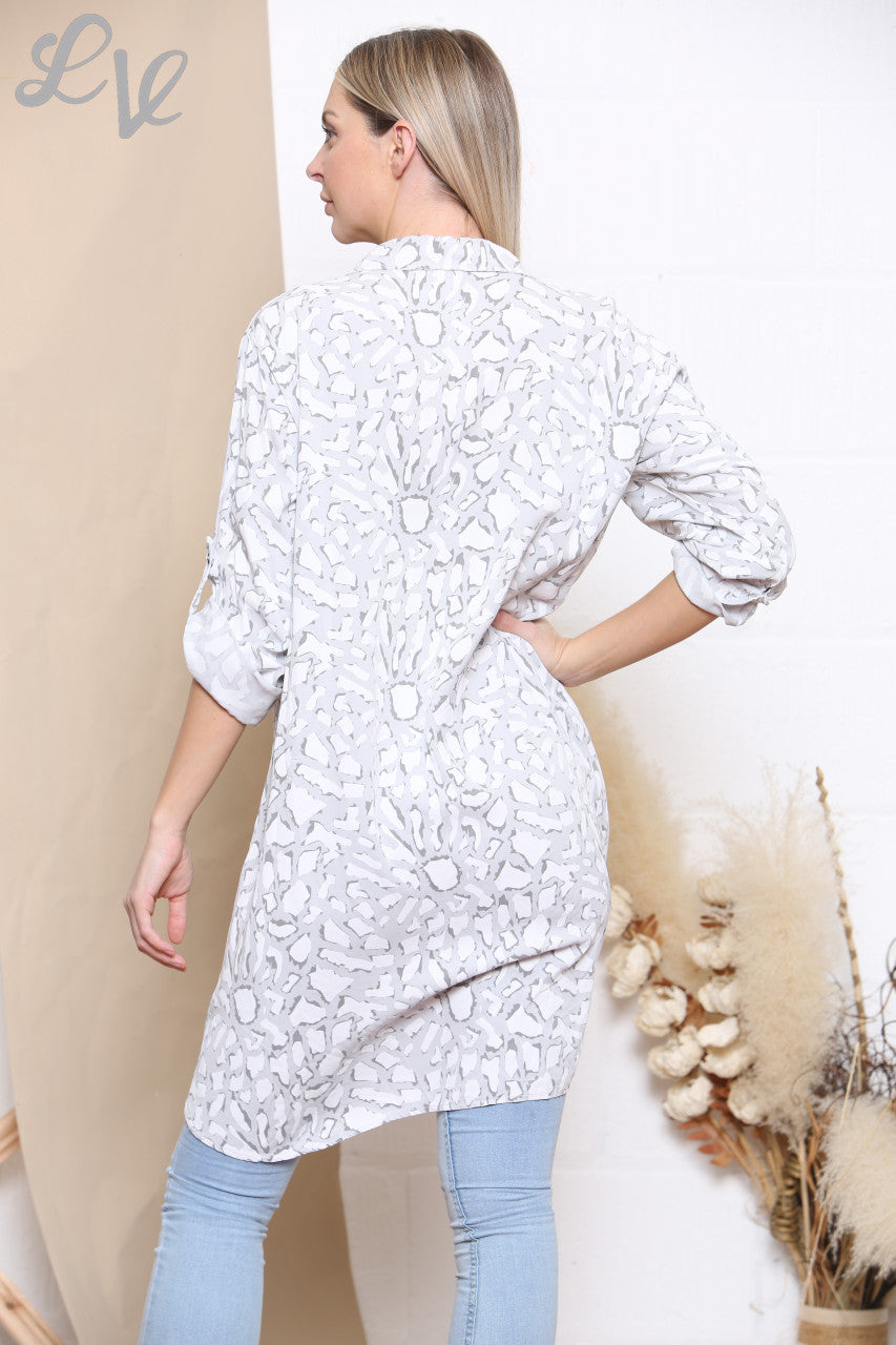 Ladies Animal Print Shirt Silver