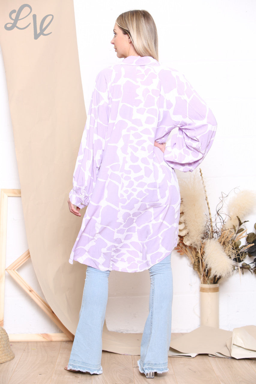 Dames Blousejurk met Giraffeprint Lilac