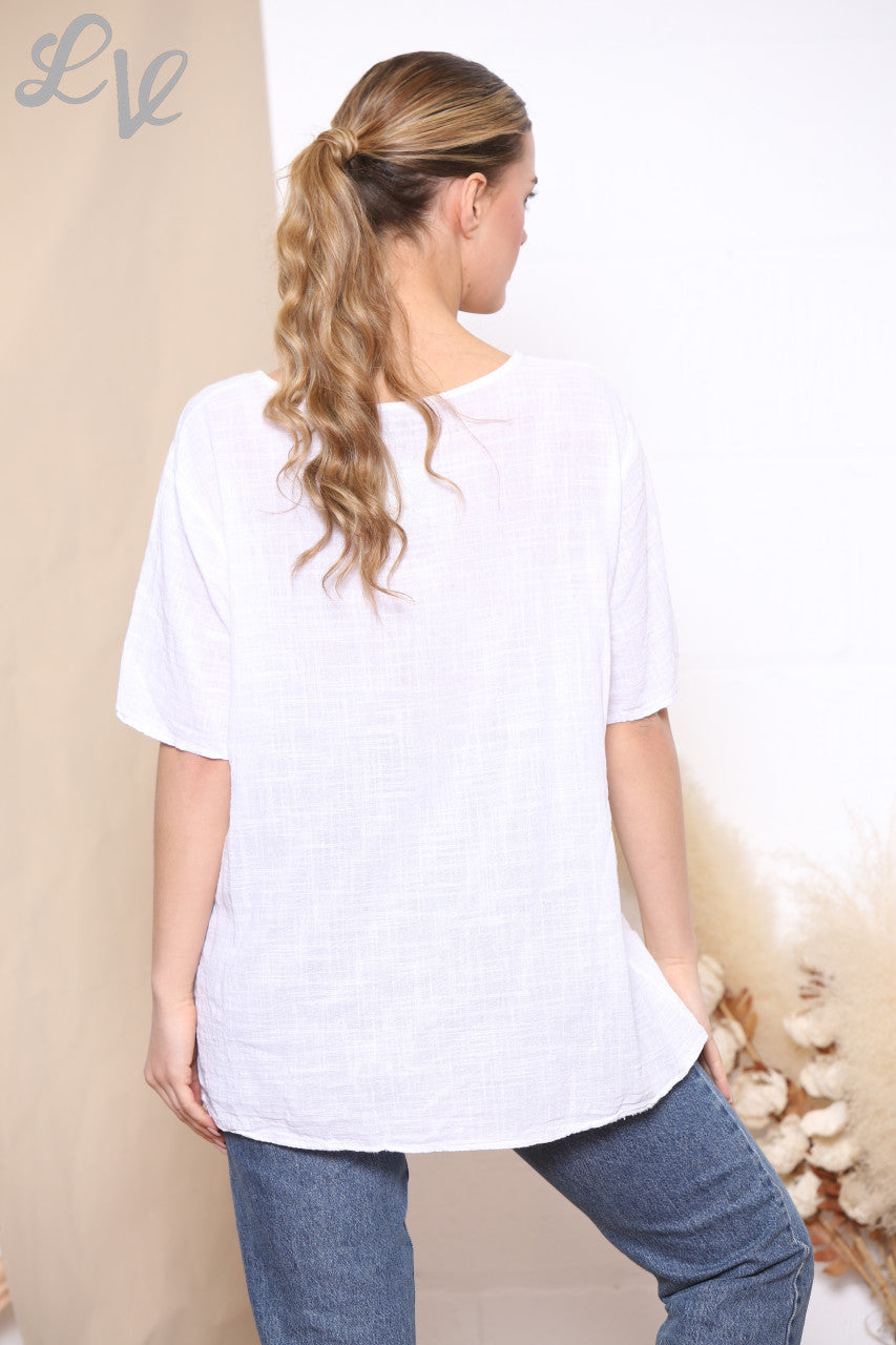 Ladies Dandelion Flower Top White