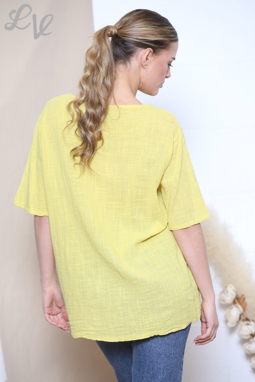Ladies Dandelion Flower Top Yellow