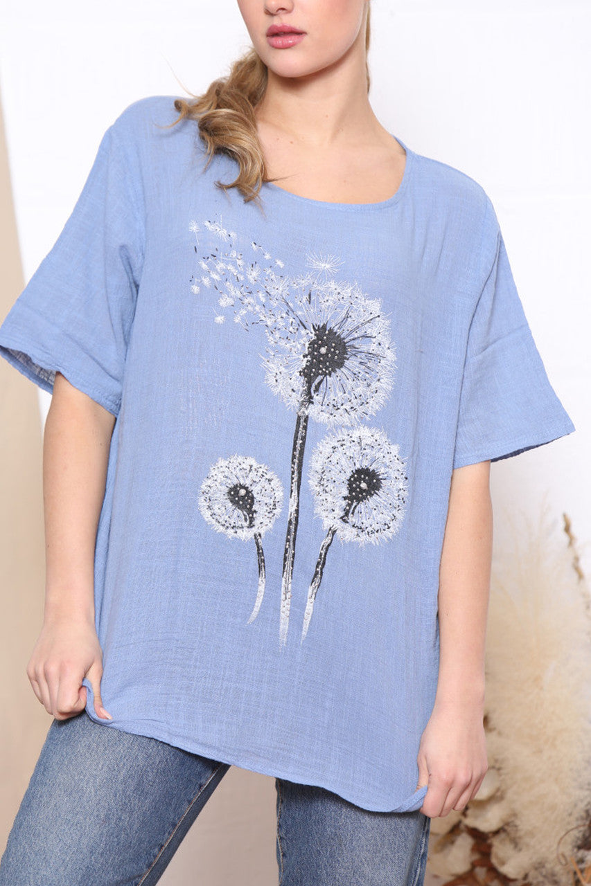 Ladies Dandelion Flower Top Denim
