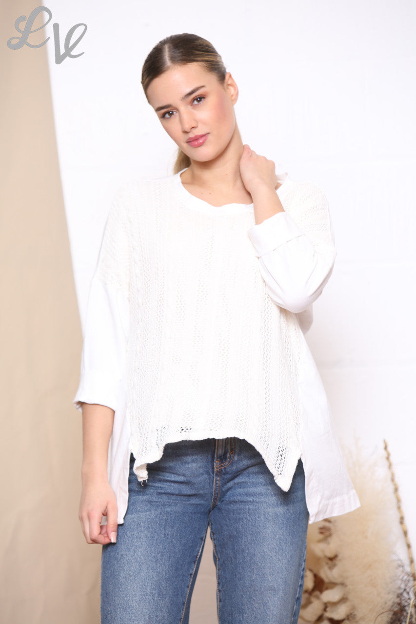 Ladies Crochet Front Top White