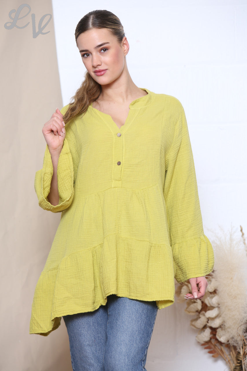Ladies Smock Tunic Top Mustard