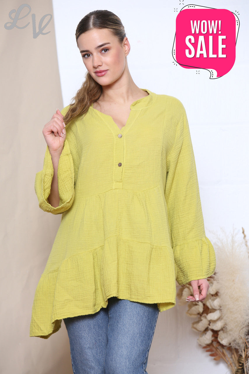 Ladies Smock Tunic Top Mustard