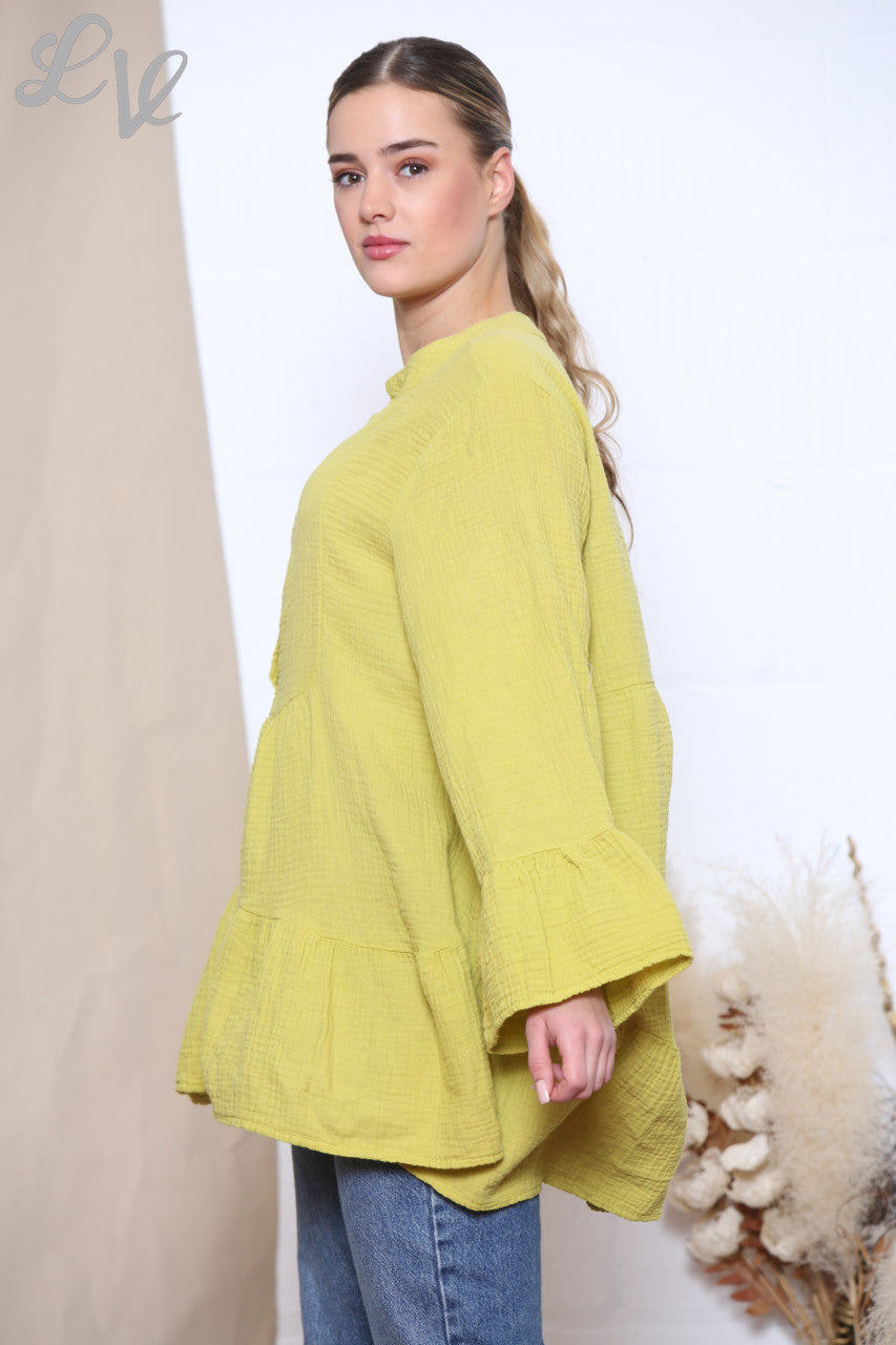 Ladies Smock Tunic Top Mustard