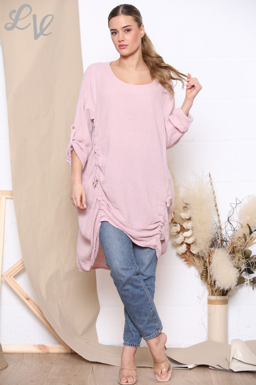 Dames Tuniekjurk met Trekkoordzoom - Dusty Pink