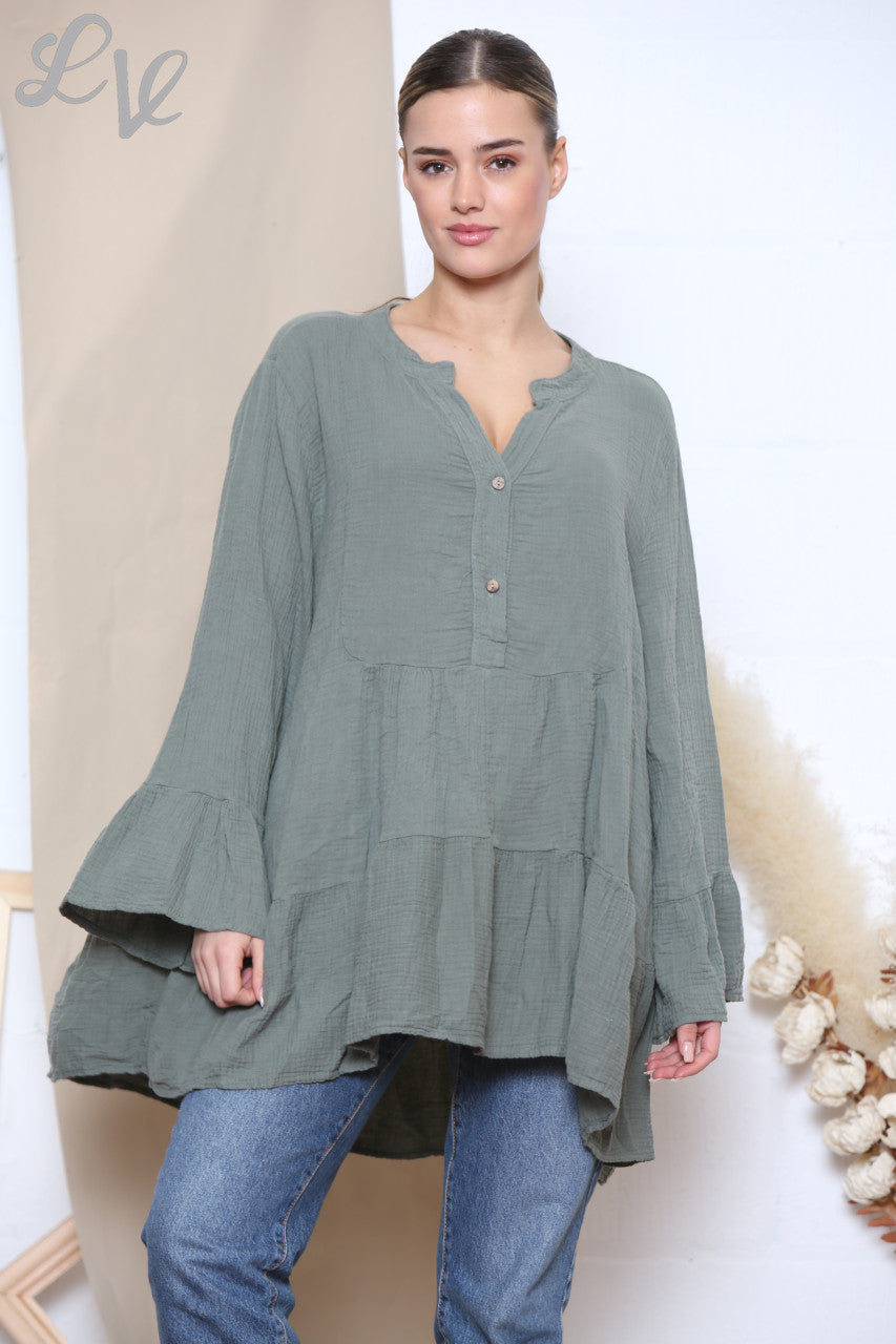 Dames Smoktuniek Khaki