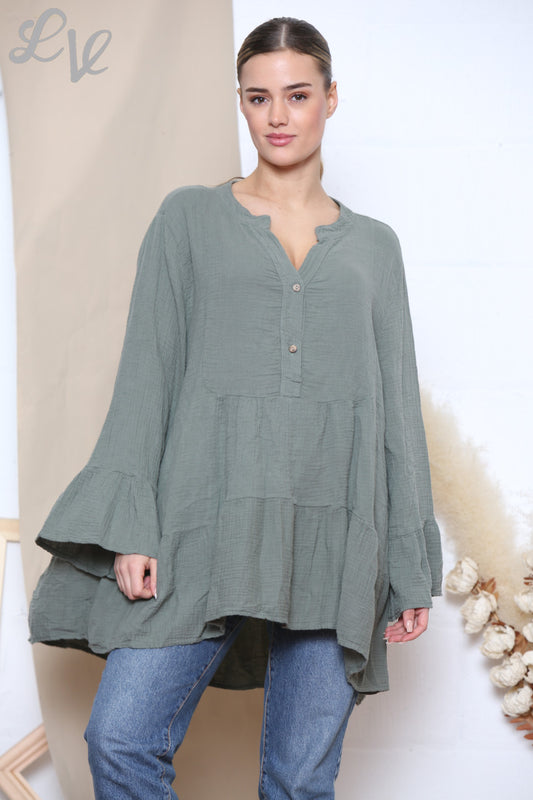 Dames Smoktuniek Khaki