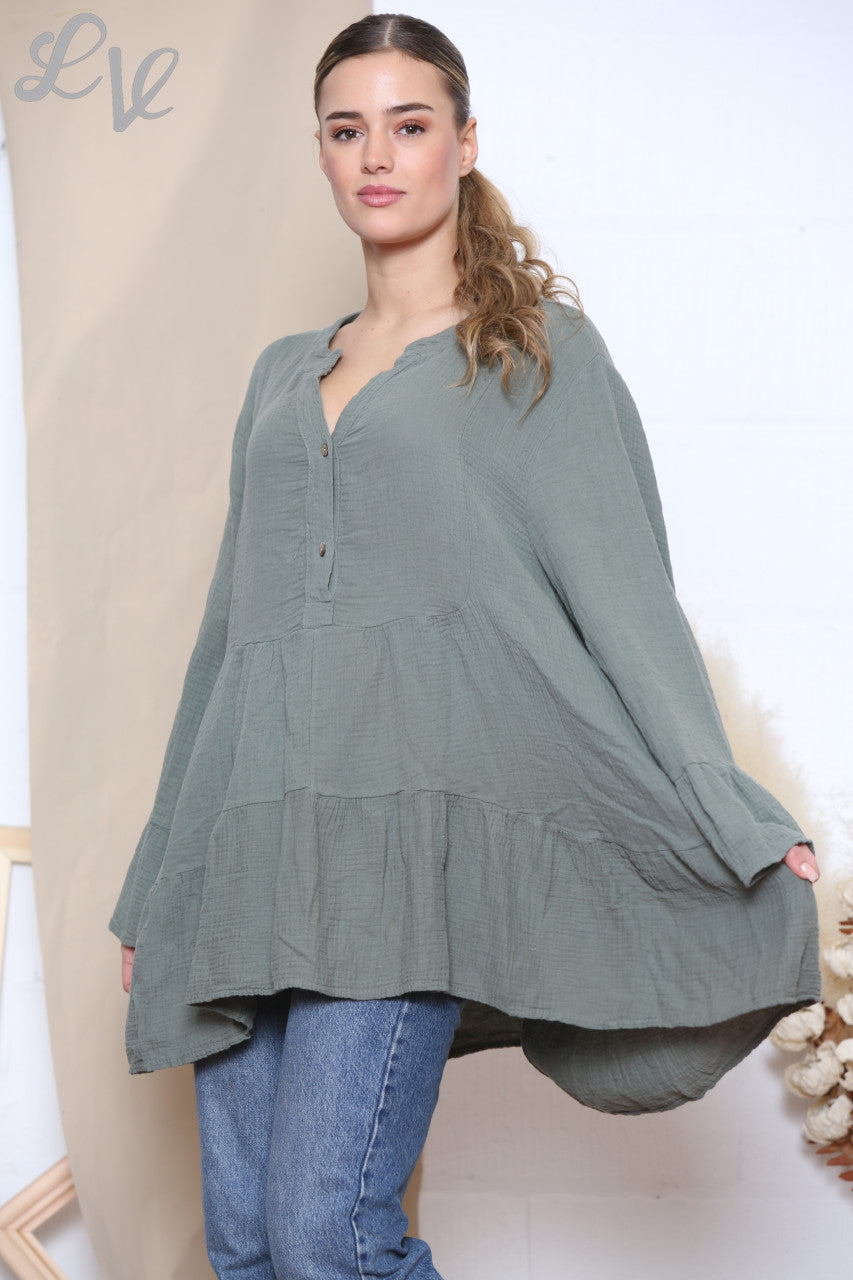 Dames Smoktuniek Khaki