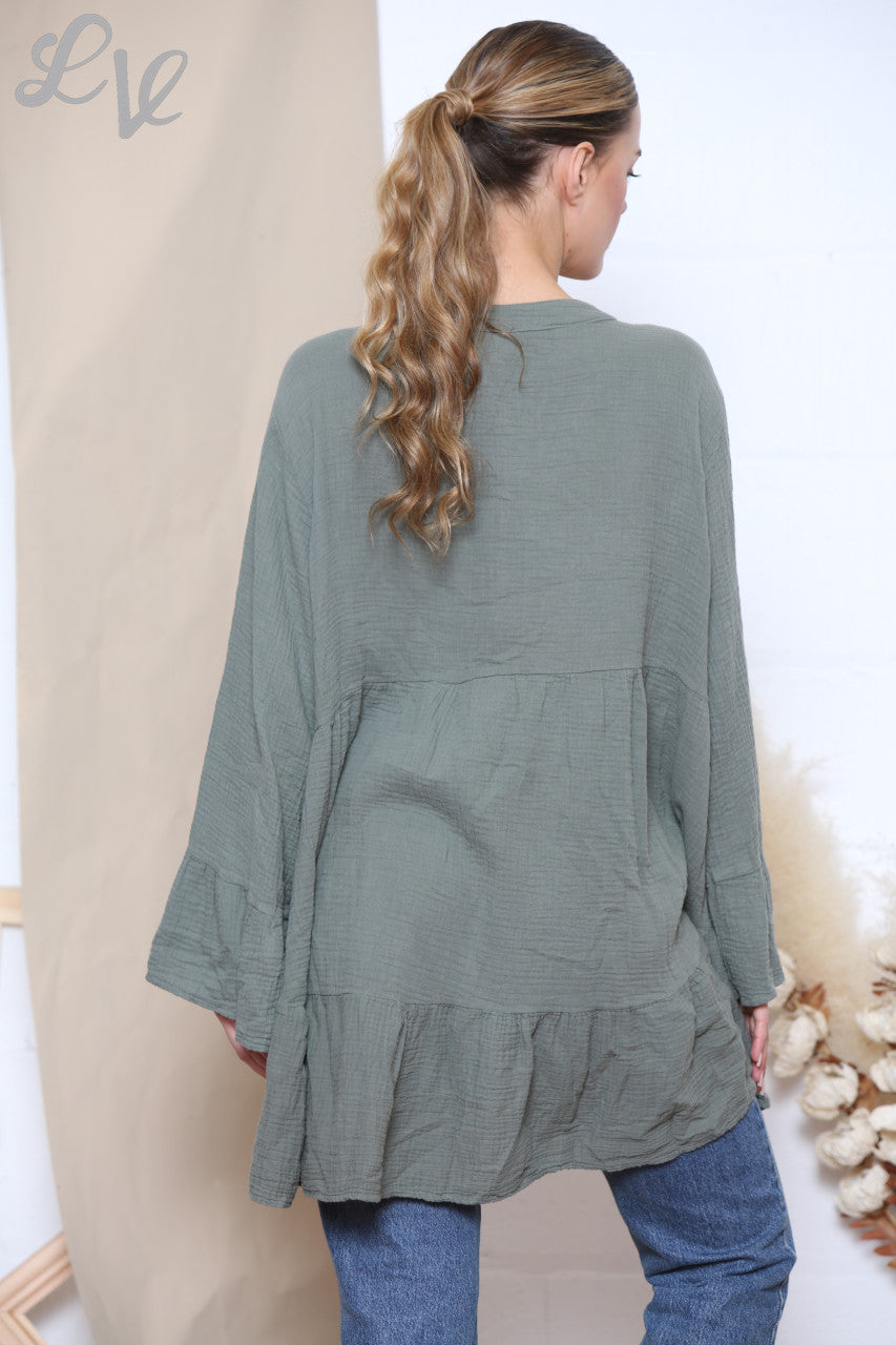 Dames Smoktuniek Khaki