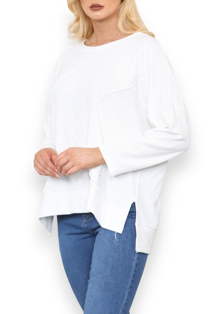 INSIDE-OUT STITCH DETAIL TOP WHITE