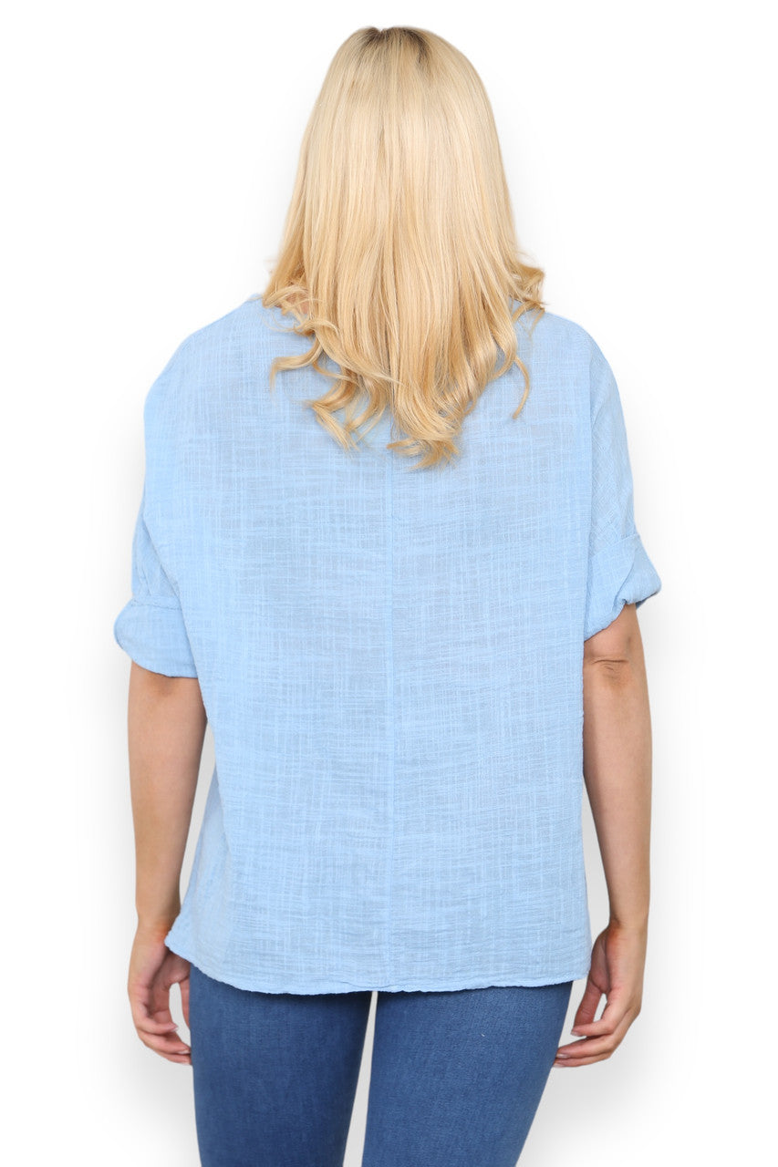 BALLOON HEART SEQUIN TOP SKY BLUE