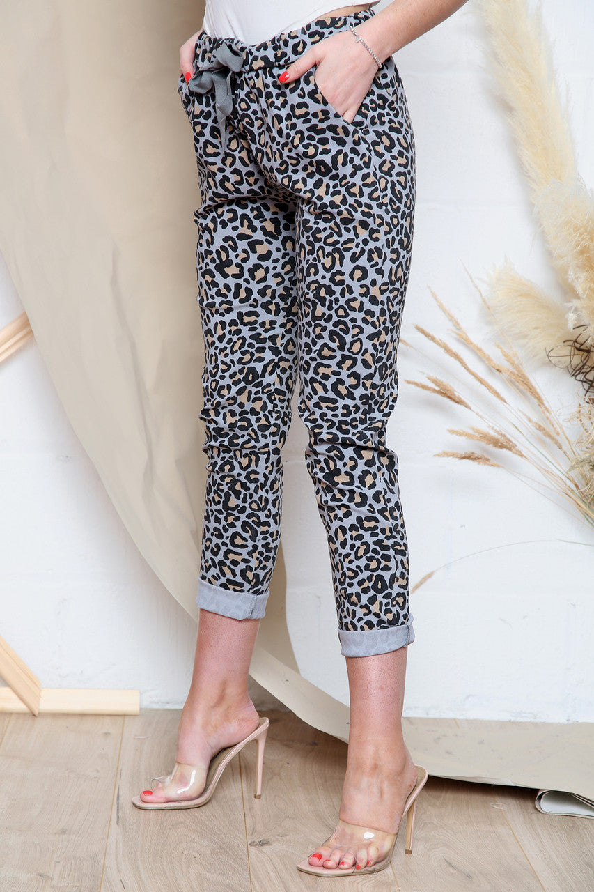 Ladies Animal Print Magic Trousers Grey Unit Price WAS £12.99 NOW £6.99