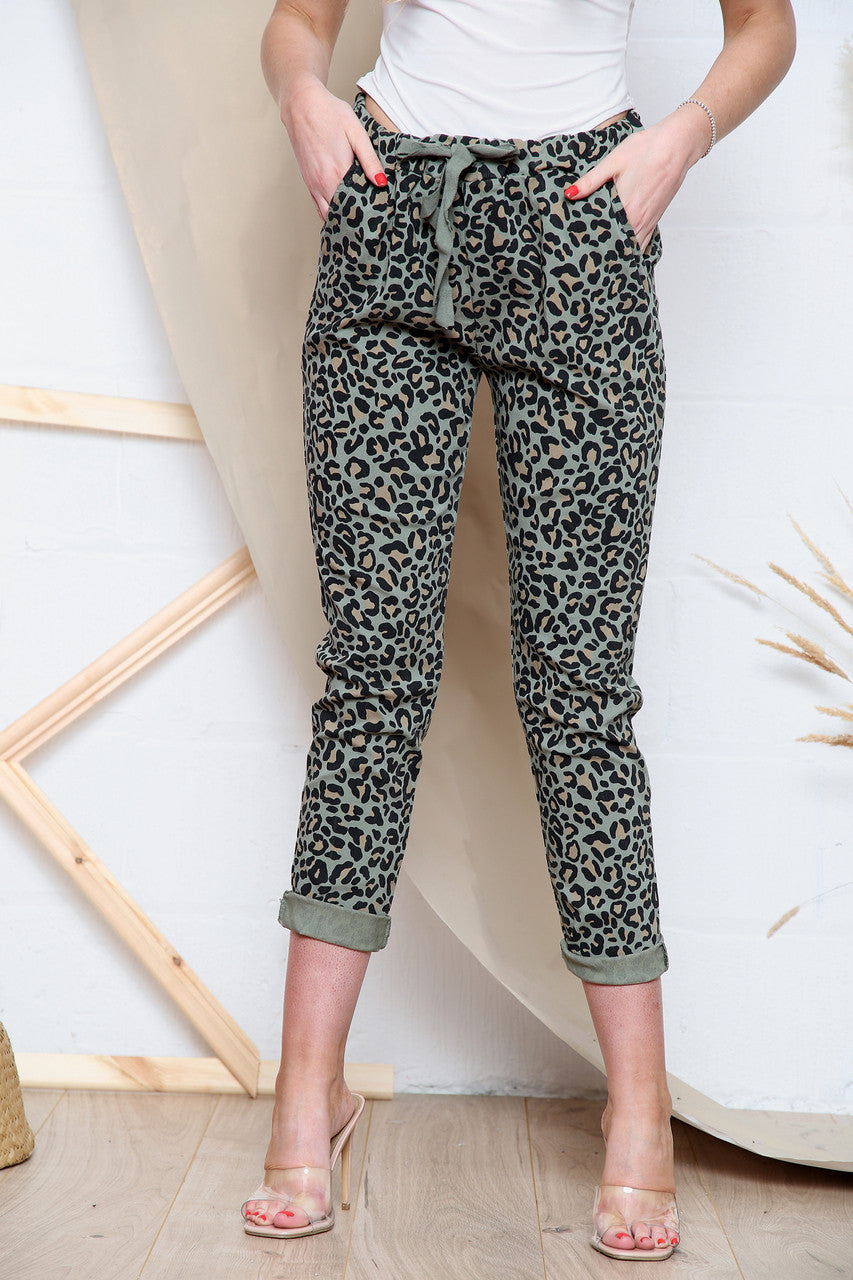 Ladies Animal Print Magic Trousers Khaki Unit Price WAS £12.99 NOW £6.99
