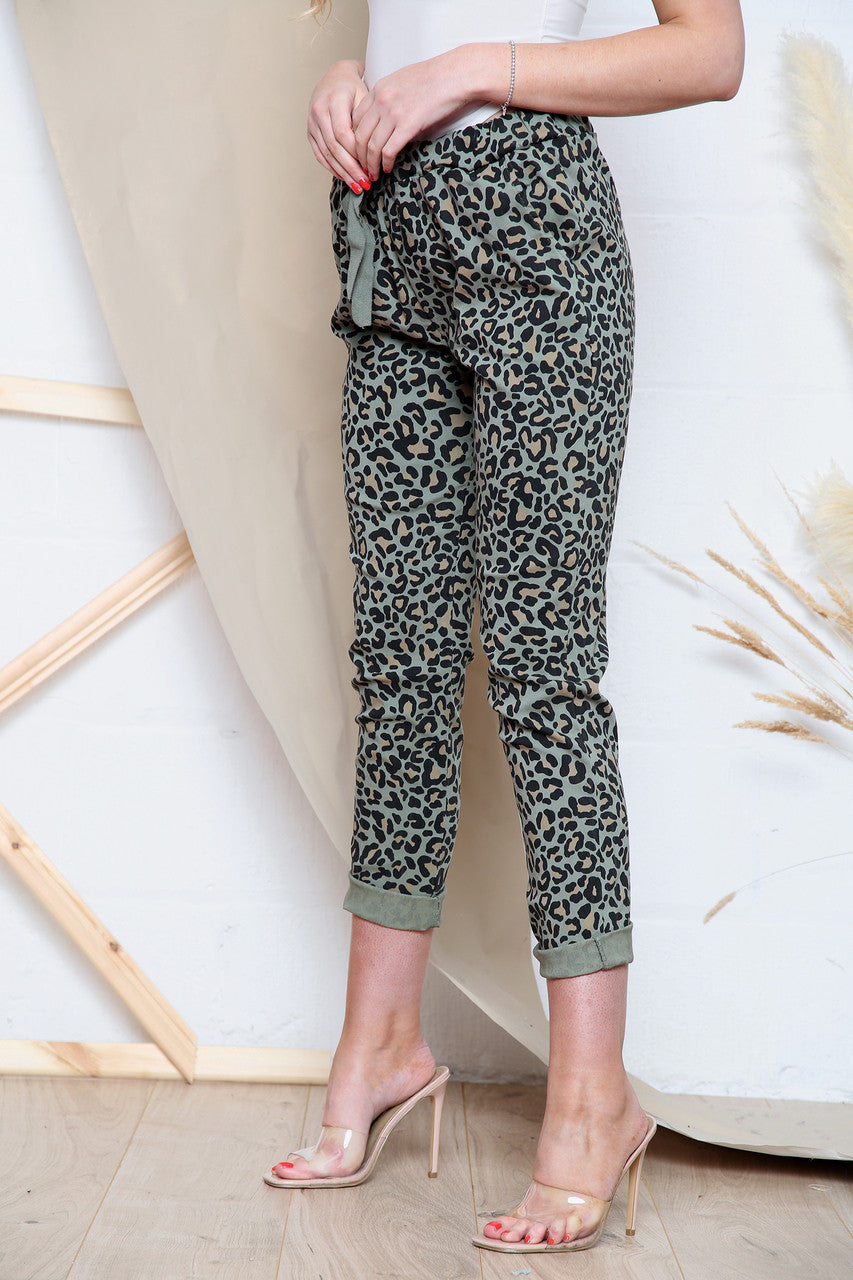 Ladies Animal Print Magic Trousers Khaki Unit Price WAS £12.99 NOW £6.99