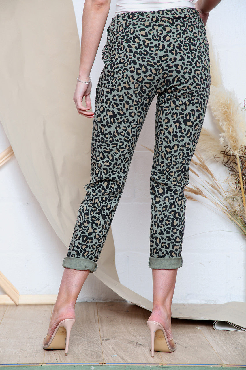 Ladies Animal Print Magic Trousers Khaki Unit Price WAS £12.99 NOW £6.99