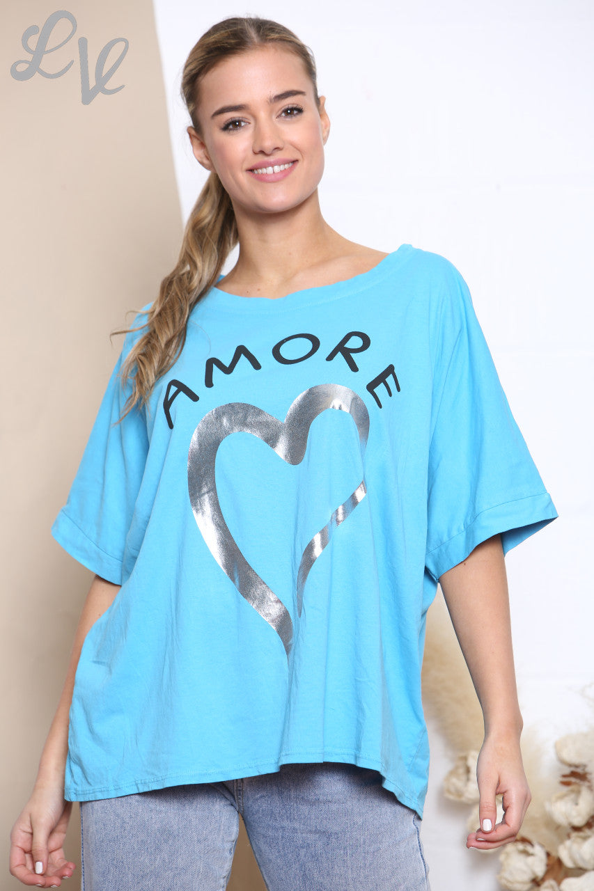 Dames Amore Folie Hart Top Turquoise