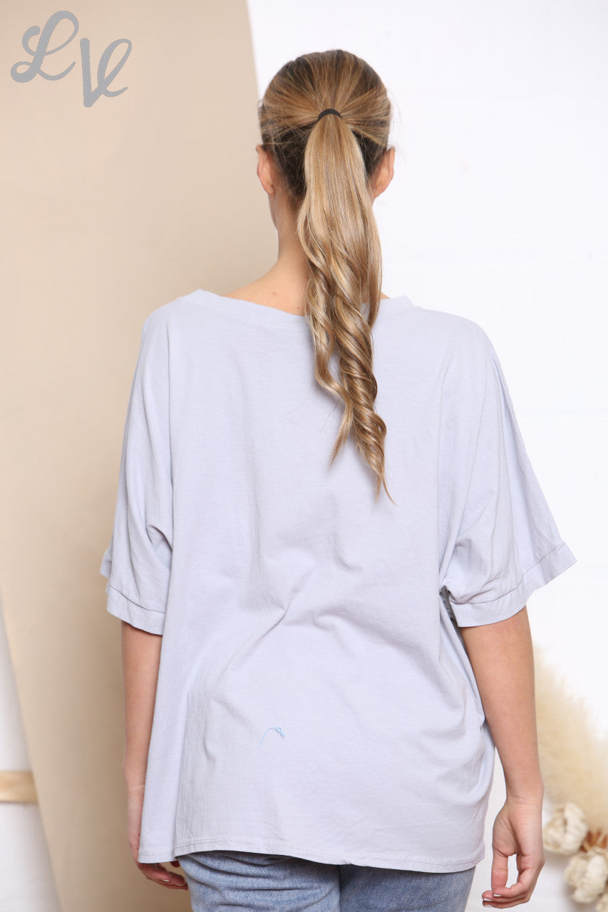 Ladies Amore Foil Heart Top Silver