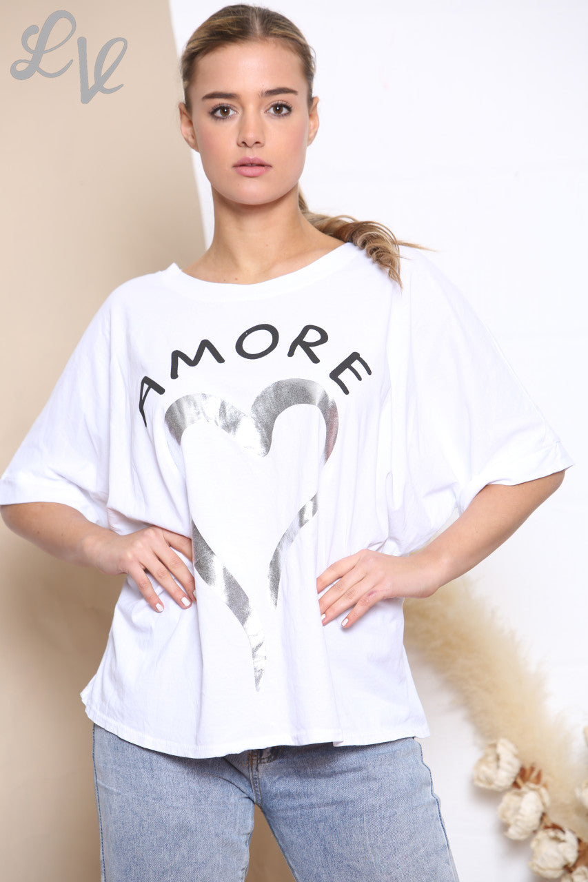 Dames Amore Folie Hart Top Wit