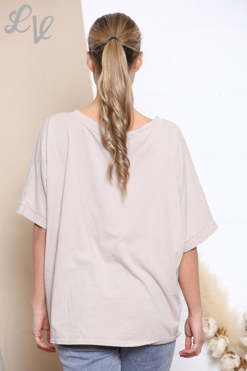 Ladies Amore Foil Heart Top Stone
