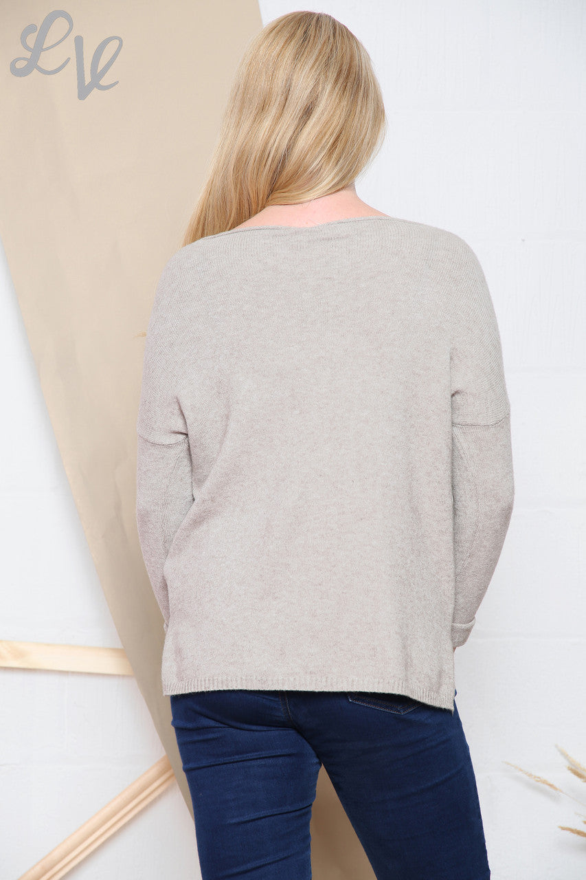 Ladies Sequin Star Detail Jumper Sweatshirt Stone Unit Price WAS £16.99 NOW £14.99