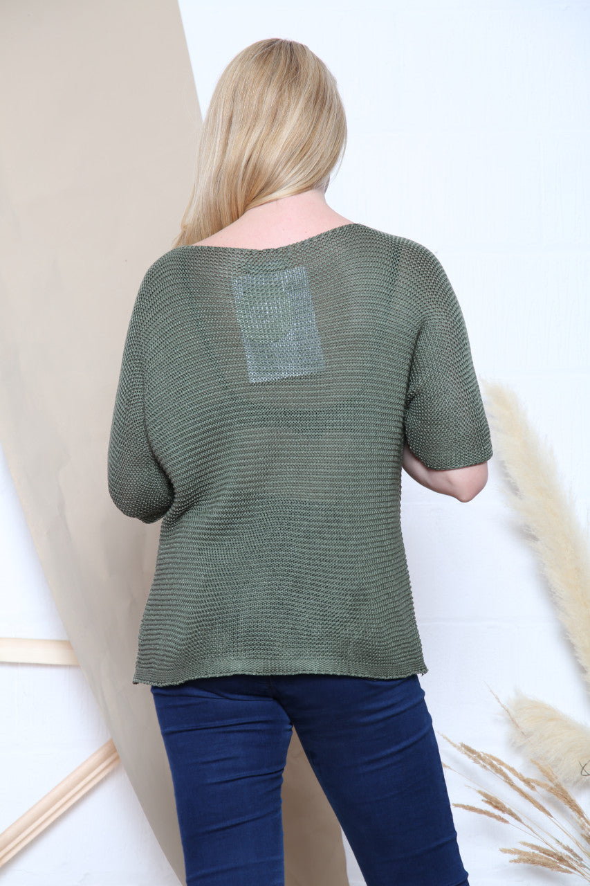 Dames Dames Gebreide Sloppy Top Kaki Stukprijs WAS € 12,99 NU € 5,99