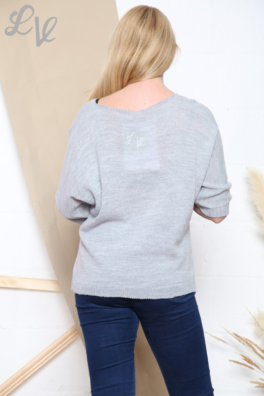 Ladies Sequin Star Jumper Silver Unit Price £10.99
