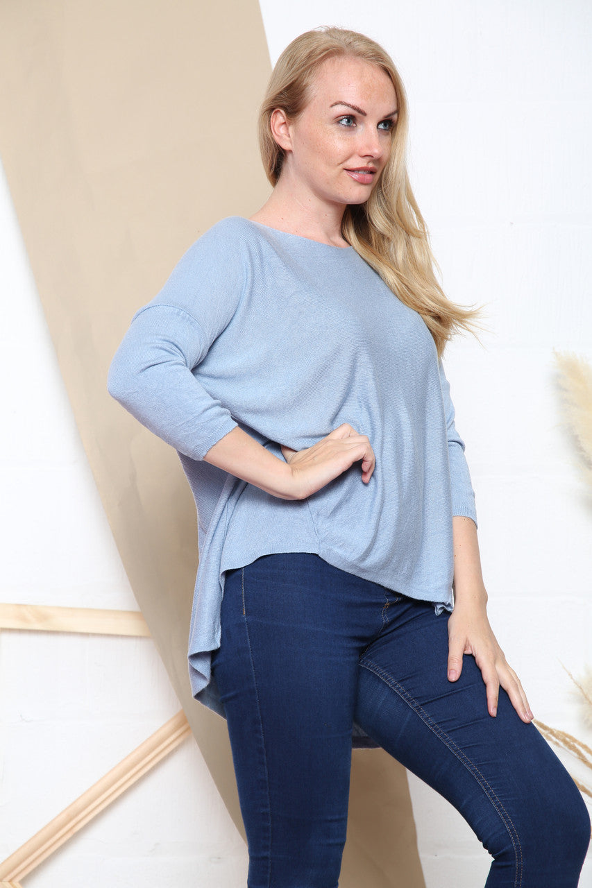 Ladies Relaxed Fit Fine Knit Top Blue Unit Price WAS £14.99 NOW £9.99