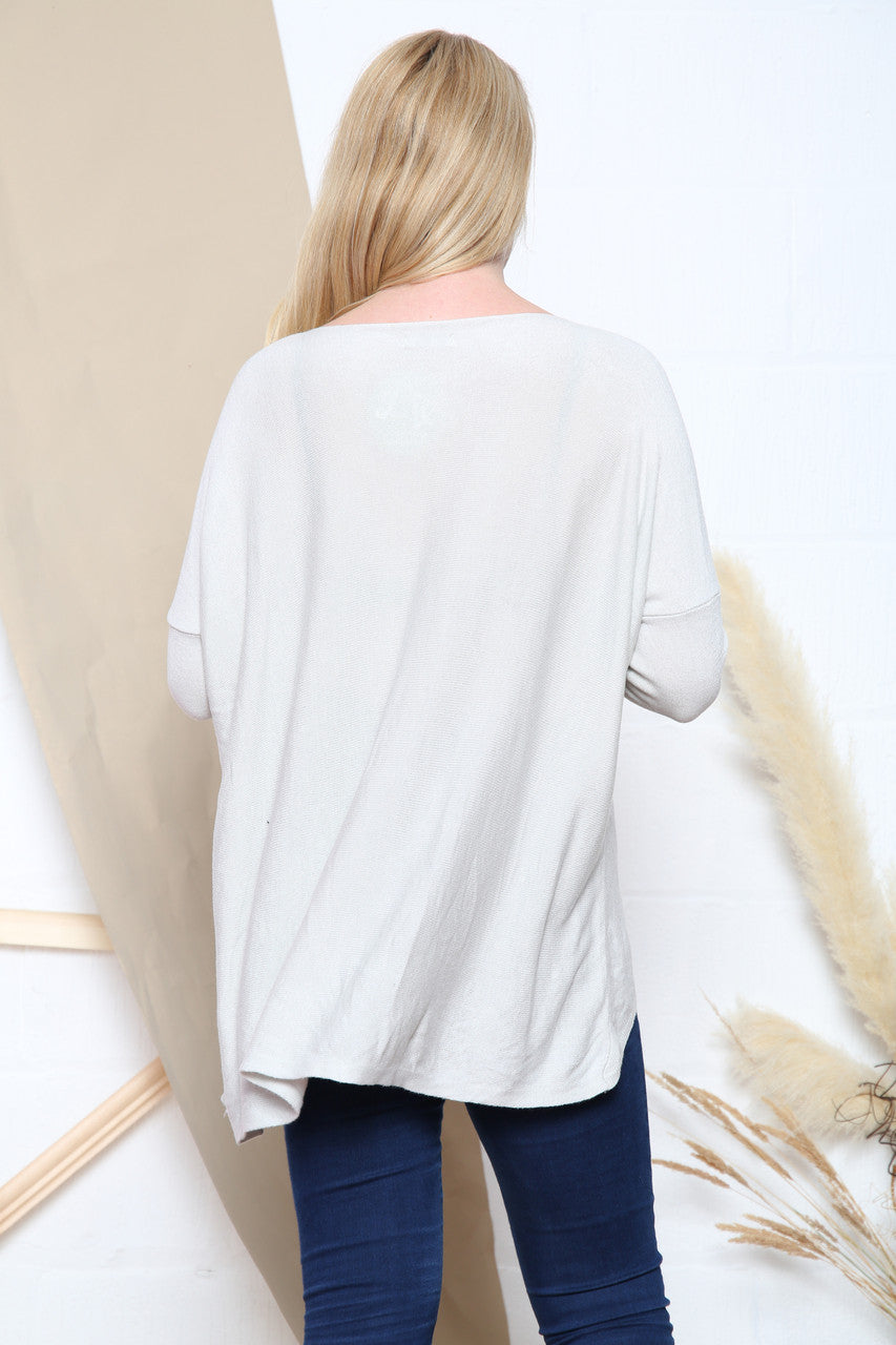 Ladies Relaxed Fit Fine Knit Top Stone Unit Price WAS £14.99 NOW £9.99